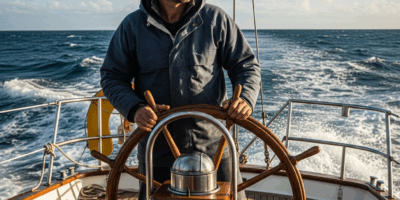 sailor on deck of a sailboat looking at the horizon in moder 20260331 094533
